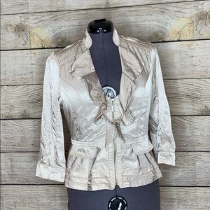Cream WHBM satiny feel jacket. Size 10. Fun flirty